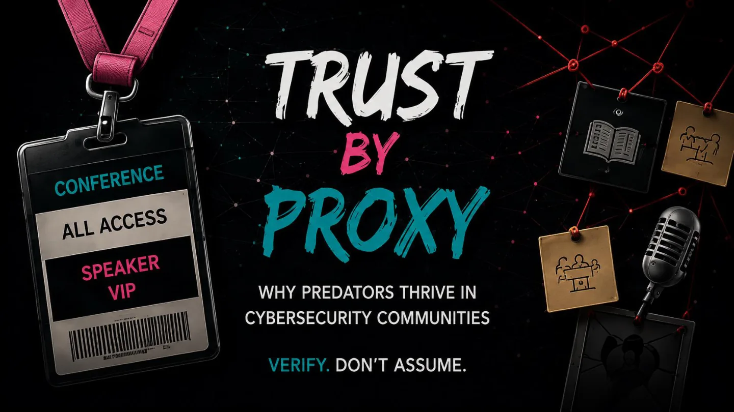 Trust by Proxy: Why Predators Thrive in Cybersecurity Communities. Verify. Don’t Assume.